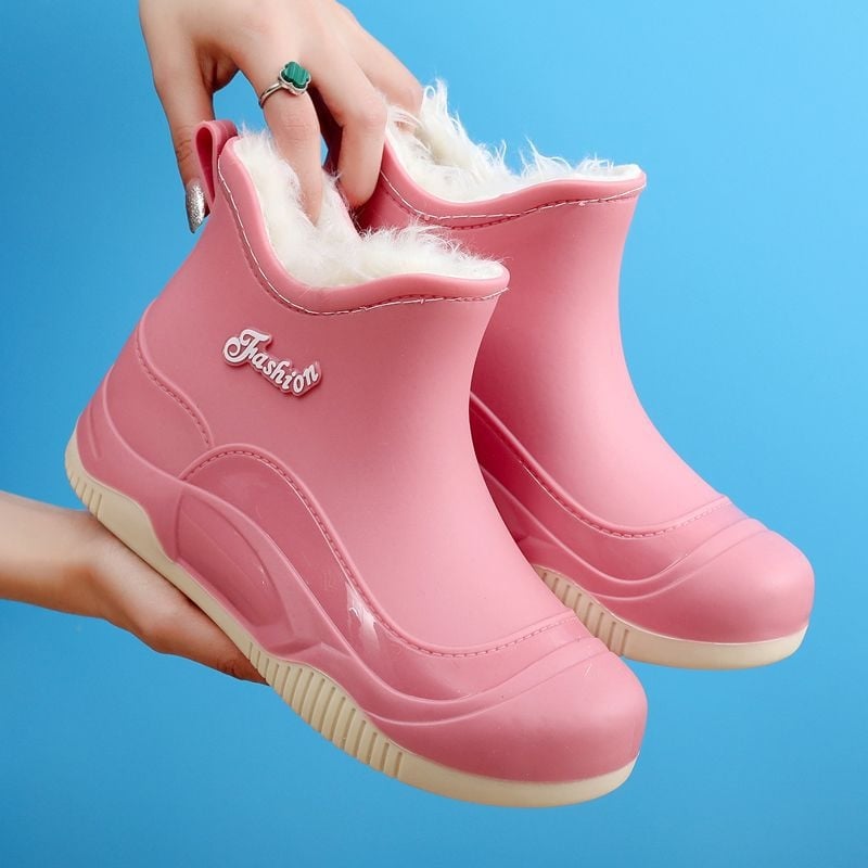 Cizme de ploaie pentru femei din PVC, gambă joasă, antiderapante, impermeabile, rezistente la abraziune, talpă moale