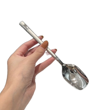 Lingură din oțel inoxidabil, stil lux ușor retro, culoare solidă, finisaj polizat cu apă, pentru adulți