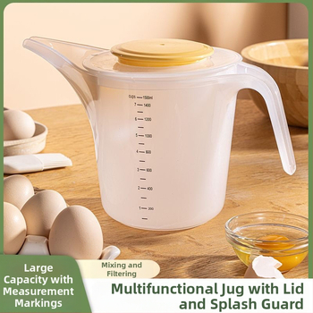 Mērināmā kanna ar garu lūpu izlejšanai mīklai un šķidrumiem, liela jauda, graduēta skala, plastmasas cepešam paredzēts instruments