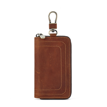 Port-chei din piele naturală DUJIANG/solo, piele de vițel de calitate superioară, model monocrom, 2 compartimente pentru chei, rezistent la uzură