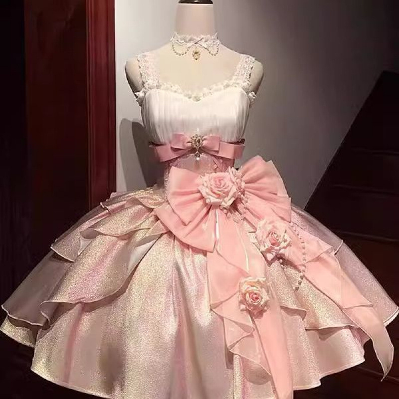 Rochie Lolita, stil Jsk, A-line, fără mâneci, decolteu în V