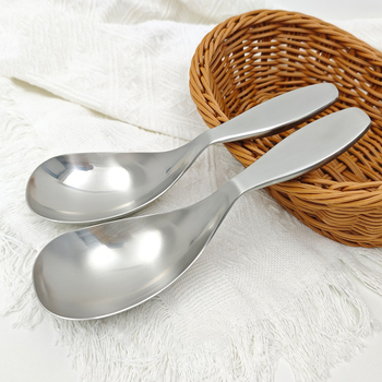 Lingură de servire, oțel inoxidabil 304, finisaj mat, mâner gros și lung, lucrat manual