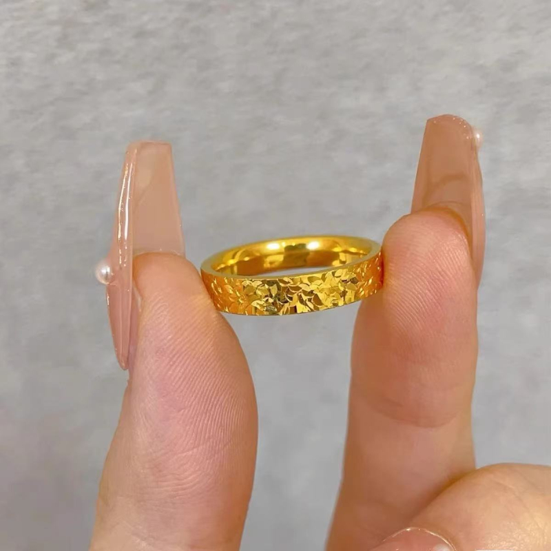 Inel din oțel de titan, bandă circulară simplă, brand Double Red Jubilee, fabricat prin metodă străveche, inspirat de stil japano-coreean, proaspăt și dulce.