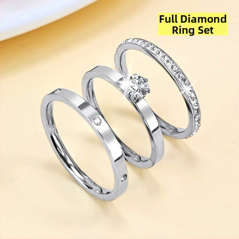 Inel din oțel titan cu diamante — design geometric, placare electrolitică, pentru femei, accesorii pentru mână (Material: oțel de titan; Formă: geometric; Finisaj: placare electrolitică; Stil: femei)