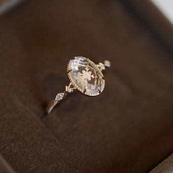 Inel din cupru cu design floral, deschis, electroplatat pentru femei