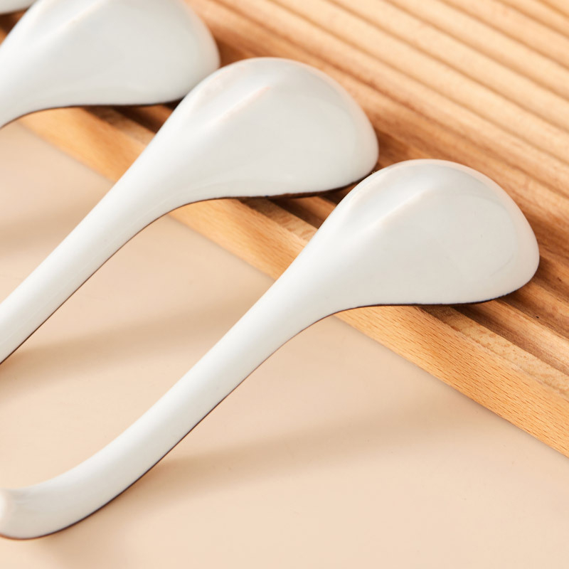 Lingură ceramică cu mâner lung, model floral, lingură de băut în stil japonez, imprimare logo disponibil