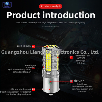 Automobilinis LED posūkio žibintas 1156/1157, 1206 SMD, 850 lm, 6500K, 8.7W, platus įtampos diapazonas 12-48V, skirtas posūkio signalui, stabdymui ir atbulinei šviesai