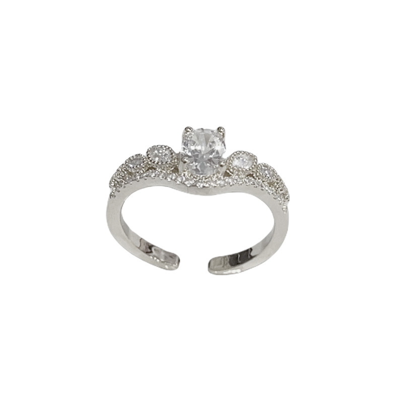 Inel deschis cu coroană, din cupru, placat cu aur adevărat, accesorii feminine în stil luxos ușor, design în stil coreean