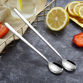 Lingură de amestec din oțel inoxidabil cu mâner lung, pentru bar și cafea, finisaj oglindă, posibilitatea personalizării cu logo
