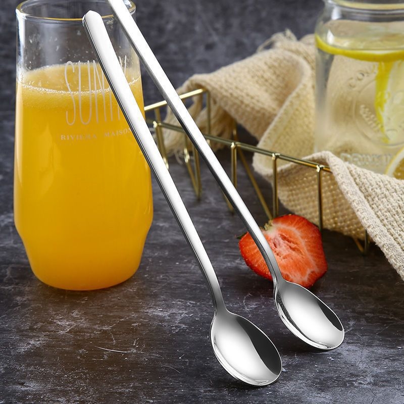 Lingură de amestec din oțel inoxidabil cu mâner lung, pentru bar și cafea, finisaj oglindă, posibilitatea personalizării cu logo