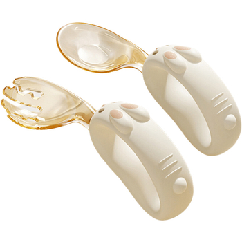 Set lingură și furculiță pentru bebeluși pentru învățarea alimentației – PPSU, 2 piese, stil drăguț