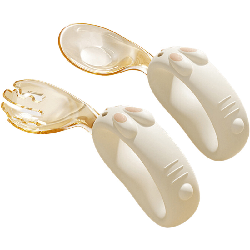 Set lingură și furculiță pentru bebeluși pentru învățarea alimentației – PPSU, 2 piese, stil drăguț