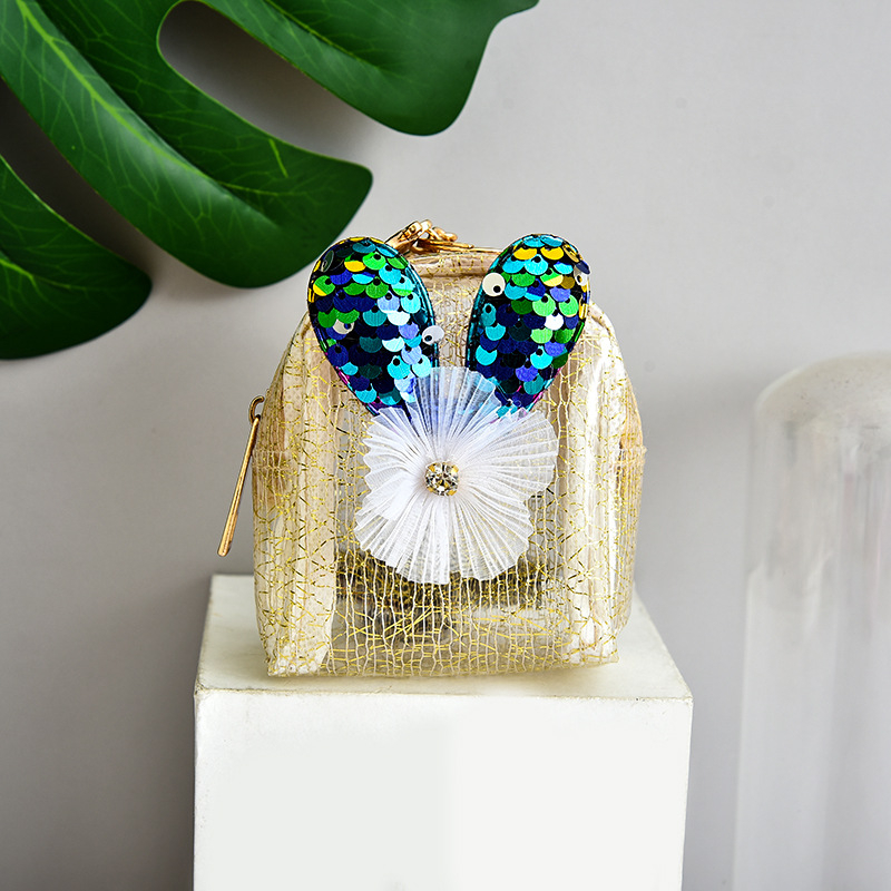 Portofel pentru monede din piele PU cu model floral, husă pentru chei și spațiu pentru cabluri, stil stradal, mini geantă