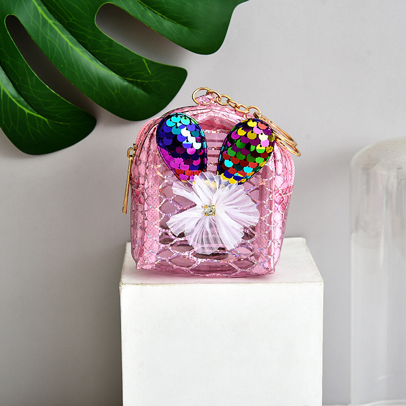 Portofel pentru monede din piele PU cu model floral, husă pentru chei și spațiu pentru cabluri, stil stradal, mini geantă