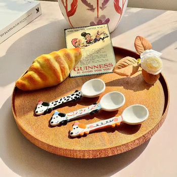 Set ceramic linguri cu design desen animat de câine – linguri pentru cafea, supă, orez și desert