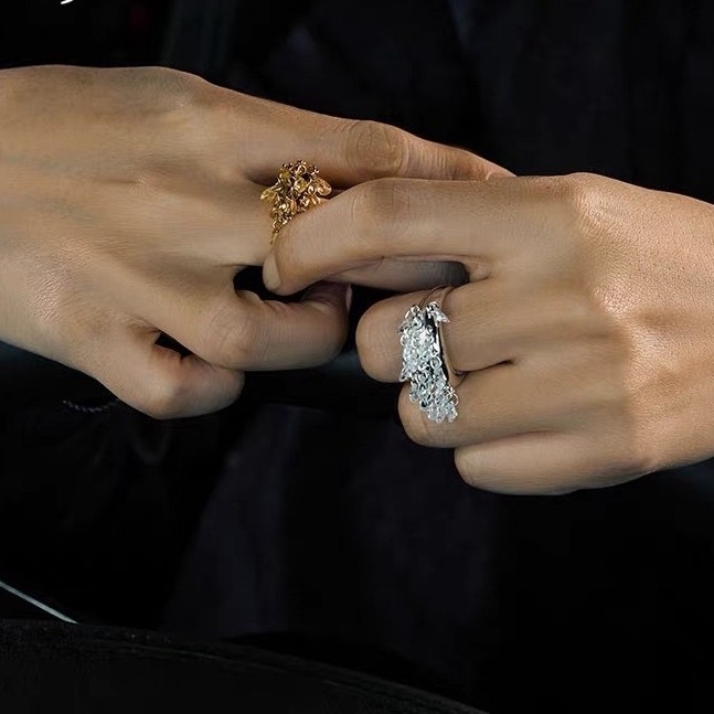 Inel din cupru, design geometric, placare electrolitică, stil luxos pentru femei