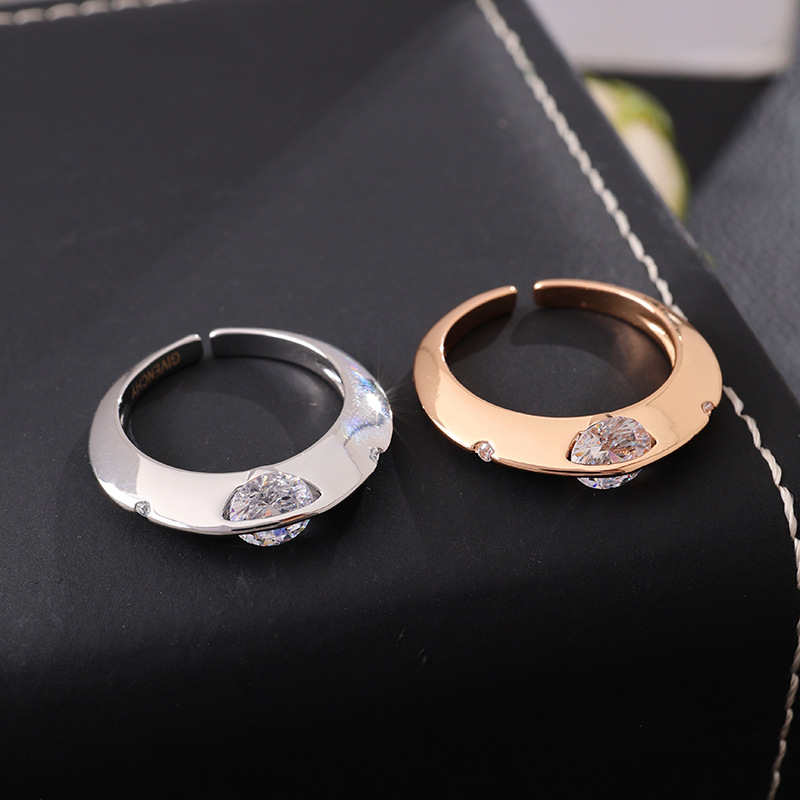 Inel geometric din cupru pentru femei, electroplacat, stil simplu