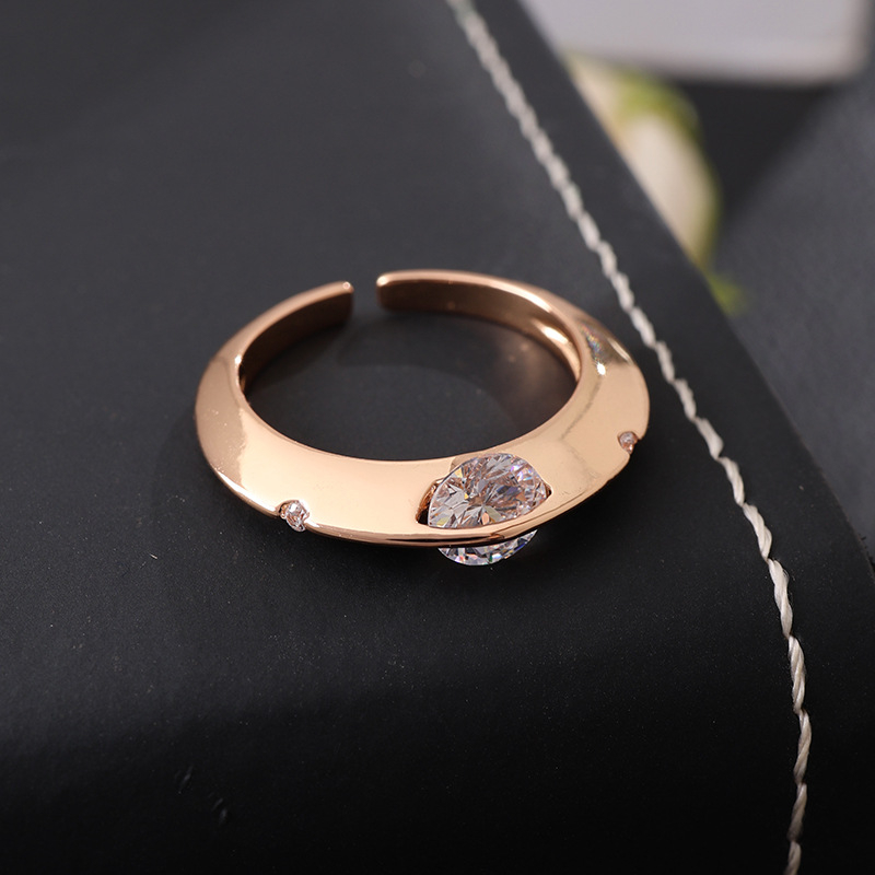 Inel geometric din cupru pentru femei, electroplacat, stil simplu