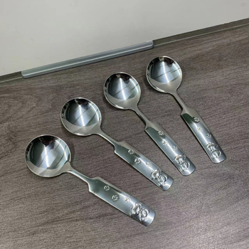 Lingură pentru copii — Model Cartoon, Oțel inoxidabil, Stil modern minimalist, Finisaj lustruit cu apă