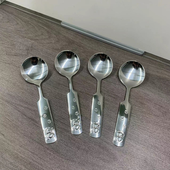 Lingură pentru copii — Model Cartoon, Oțel inoxidabil, Stil modern minimalist, Finisaj lustruit cu apă