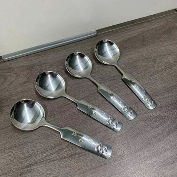 Lingură pentru copii — Model Cartoon, Oțel inoxidabil, Stil modern minimalist, Finisaj lustruit cu apă