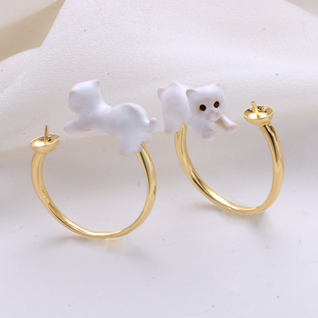 Inel reglabil cu perlă, în formă de pisică, placare electrolitică