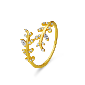 Inel din argint 925, motiv grâu și frunză, deschis reglabil, pentru femei