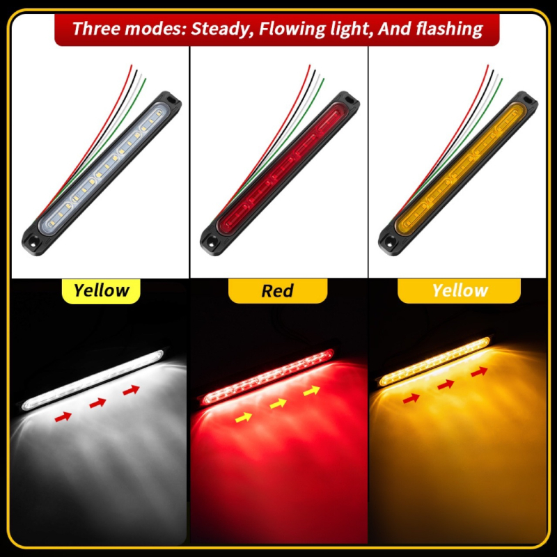 Sunkvežimio šoninis šviesos signalas – 15 LED, 12–24V, 3W, 6500K, ABS korpusas