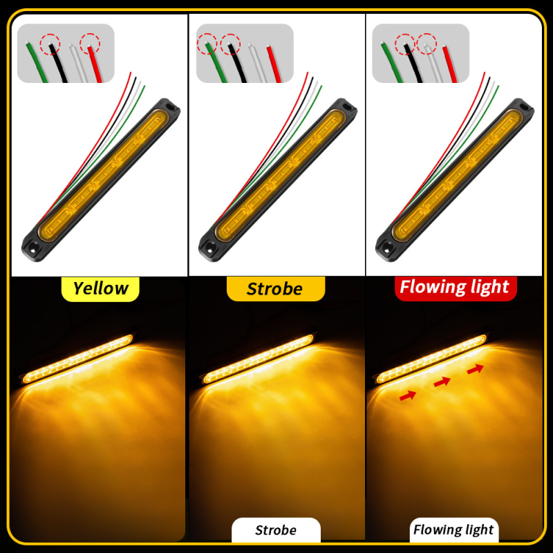 Sunkvežimio šoninis šviesos signalas – 15 LED, 12–24V, 3W, 6500K, ABS korpusas