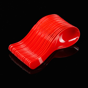 Lingură de supă din plastic cristal, de unică folosință - pachet 50 buc., stil simplu, necompatibilă cu cuptorul cu microunde, nebiodegradabilă