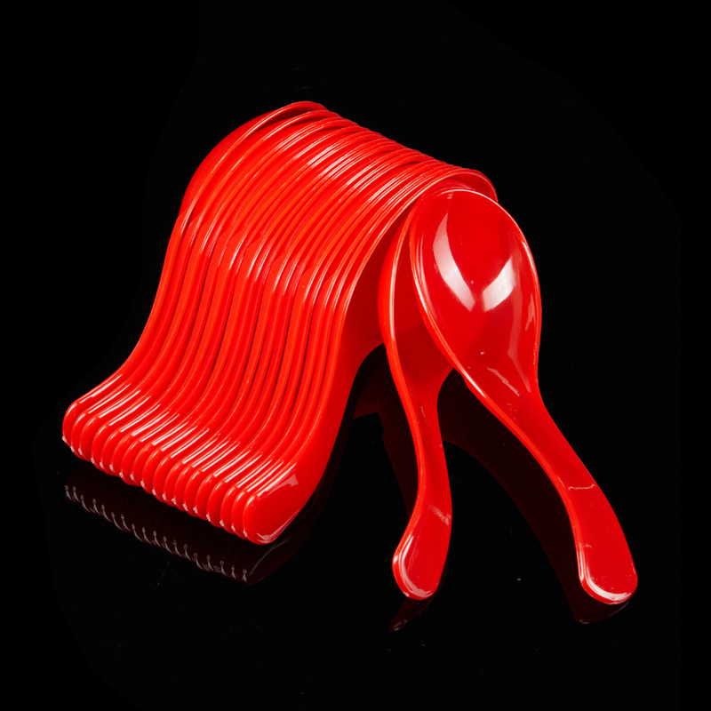 Lingură de supă din plastic cristal, de unică folosință - pachet 50 buc., stil simplu, necompatibilă cu cuptorul cu microunde, nebiodegradabilă