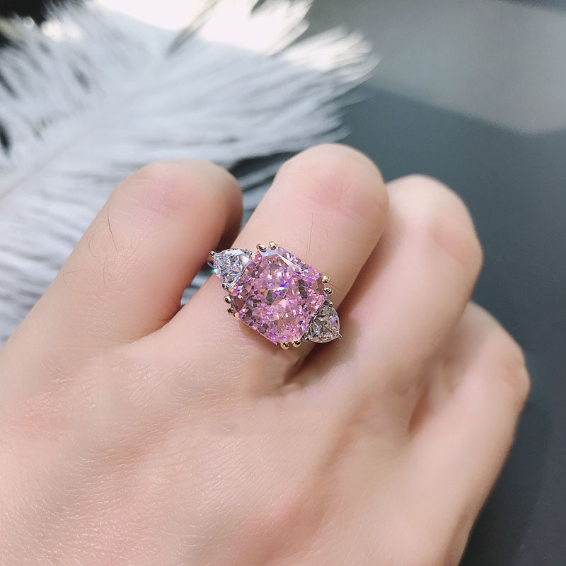 Podešavajući otvoreni prsten s princess cut ametistom i cirkonijem, osam srca i osam strijela