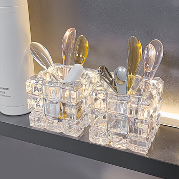 Козметичен органайзер с стъклено настолно огледало и държател за шпатула, модел 0107, Saint-wang, стъкло, произход Zhejiang, модерен минималистичен стил