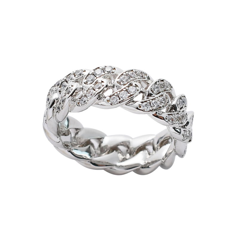 Inel din cupru, stil hip-hop, zircon micro-pavé, Lan Yue