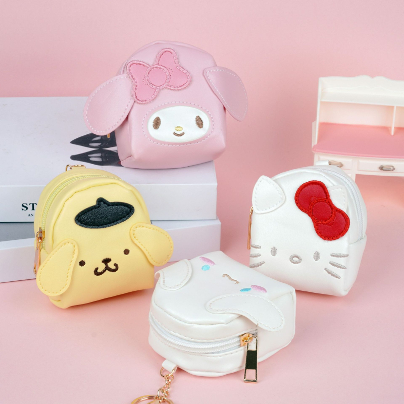 PU kožni novčanik za novčiće s anime uzorkom, vodootporan, mini novčanik i držač ključeva, 1 preklop