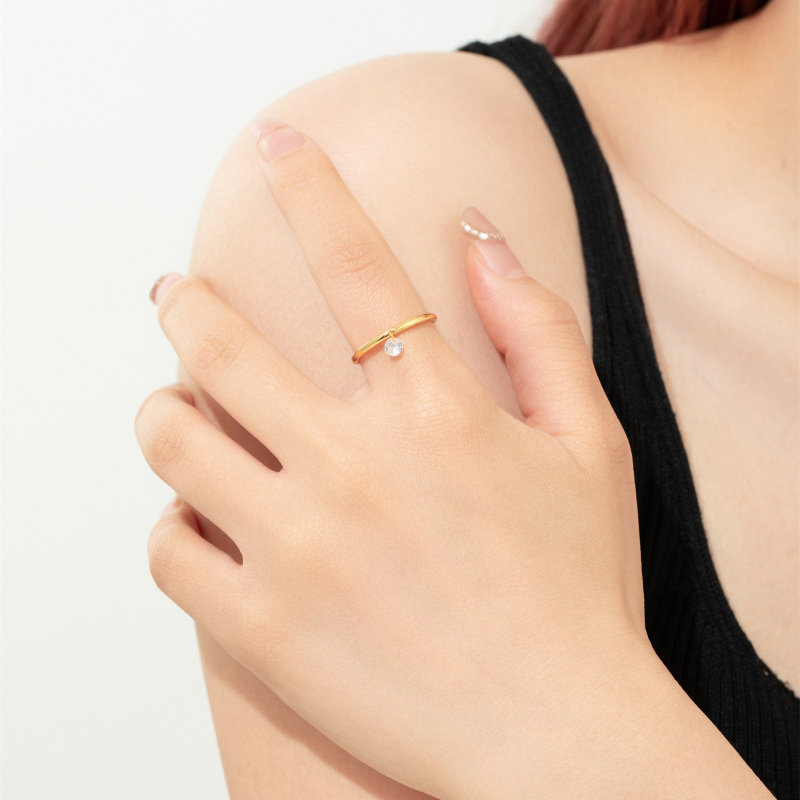 Inel reglabil deschis, argint 925, placare platina/aur 18K, inel cu pandantiv pentru femei