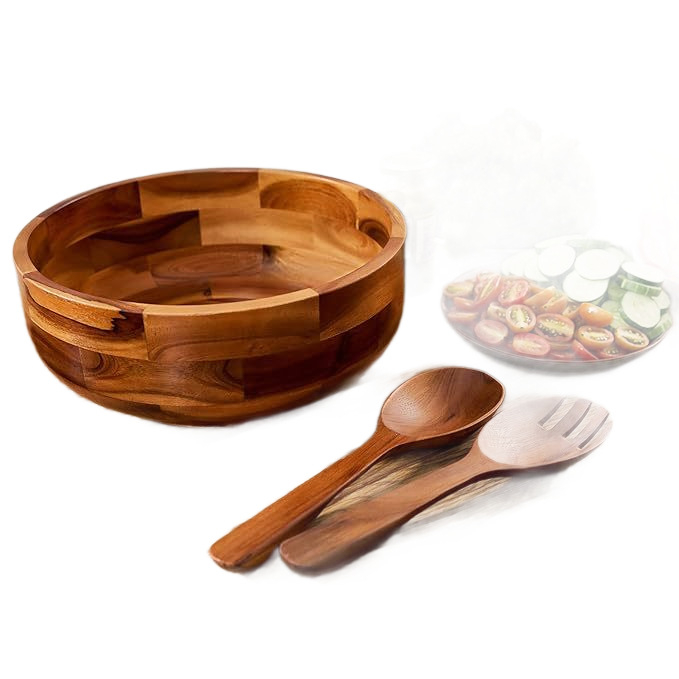 Дървена купа за салата - Cedar, дървена конструкция, кръгла форма, модерен минималистичен стил, подходяща за микровълнова