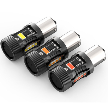 LED galinis atgalinis žibintas su T20 pagrindu, 25W, 10–18V, 6000K, 3570 SMD; suderinamas su BA15S/P21W/PY21W