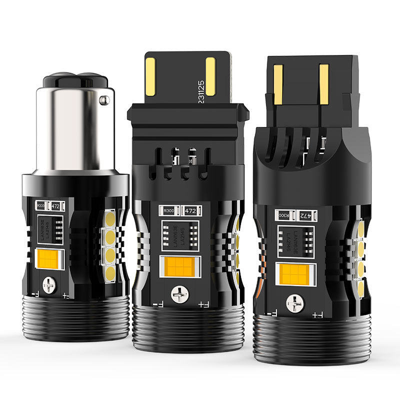 LED galinis atgalinis žibintas su T20 pagrindu, 25W, 10–18V, 6000K, 3570 SMD; suderinamas su BA15S/P21W/PY21W