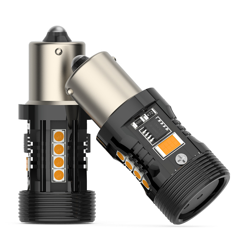 LED galinis atgalinis žibintas su T20 pagrindu, 25W, 10–18V, 6000K, 3570 SMD; suderinamas su BA15S/P21W/PY21W