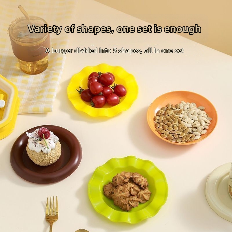 Plastmasas kaulu plateja – ēdienam un uzkodām, neregulāras formas, mūsdienīgs minimālisma stils, dažādi raksti