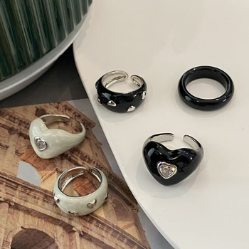 Gyűrű – szívcsepp design, ötvözet, geometriai forma, elektroplattázott felület, mutatóujjra