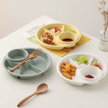 Japanski stil podijeljeni plastični tanjur – jednoporcijska porcija, okrugli oblik, moderan minimalistički dizajn, jednostavan uzorak, prilagodljiv