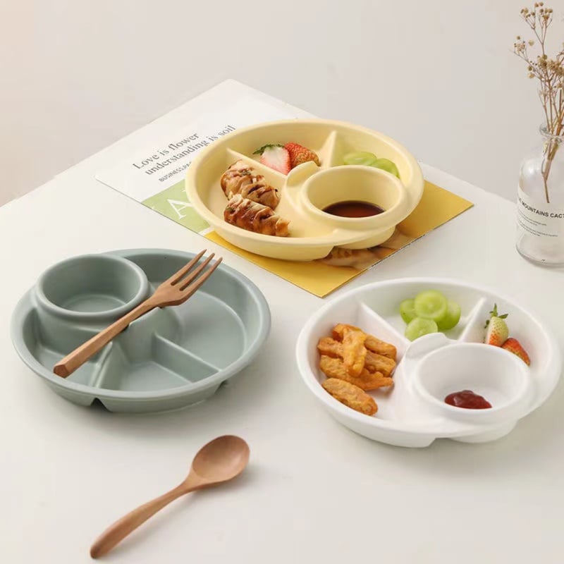 Japanski stil podijeljeni plastični tanjur – jednoporcijska porcija, okrugli oblik, moderan minimalistički dizajn, jednostavan uzorak, prilagodljiv