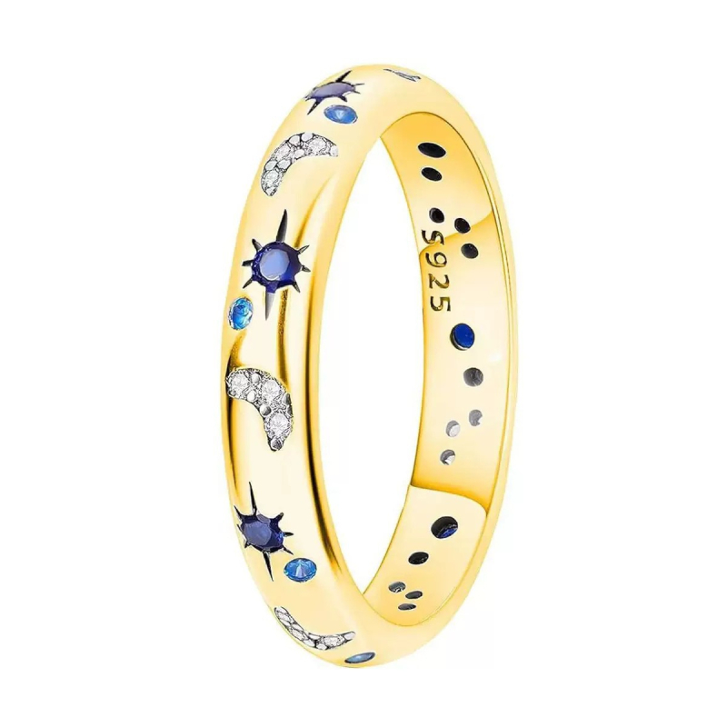 Inel S925 cu design de constelație și motiv Soare și Lună, unisex, stil lux ușor