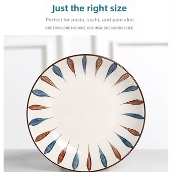 Japonský štýl porcelánový tanier na večeru, kruhový tvar, pod glazúrou farba, jednoduchý štýl