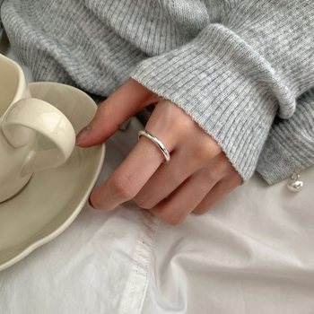 Taiya Inel din argint 925 geometric pentru femei – stil Ins