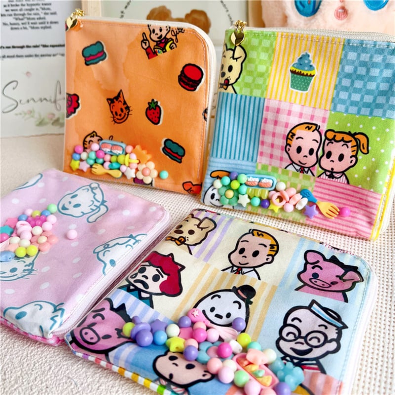 Novčanik za kovanice, digitalni otisak na pamukovoj tkanini, dizajn likova, street stil, podstava od pamuka, za žene