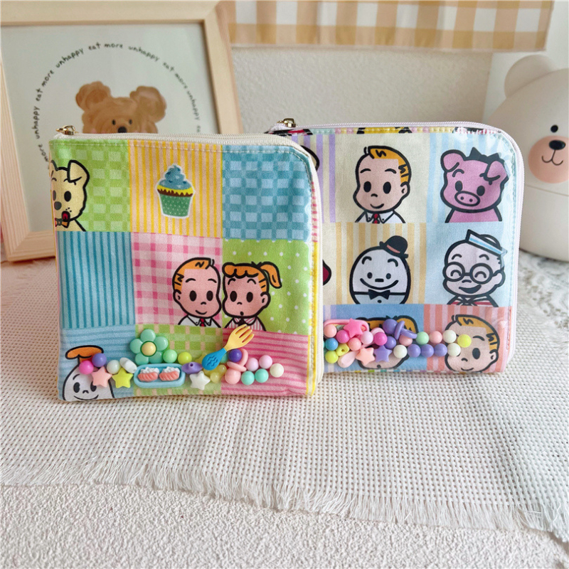 Novčanik za kovanice, digitalni otisak na pamukovoj tkanini, dizajn likova, street stil, podstava od pamuka, za žene