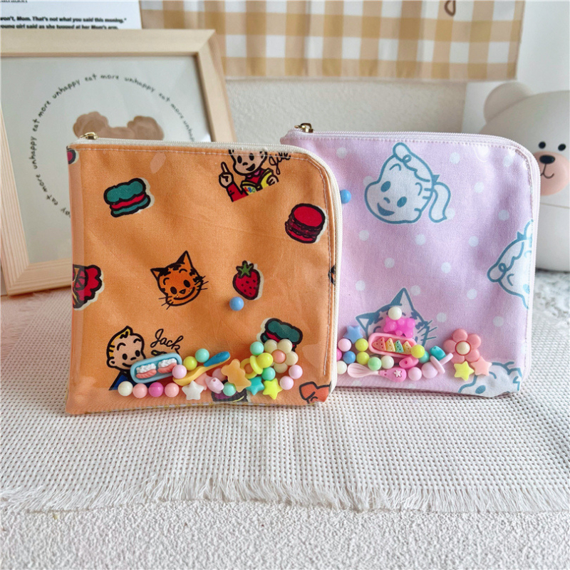 Novčanik za kovanice, digitalni otisak na pamukovoj tkanini, dizajn likova, street stil, podstava od pamuka, za žene